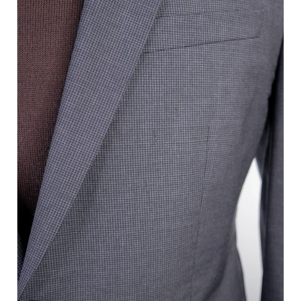 BOSS Hugo Boss Suit Jacket Sport Coat Blazer Sz 40R Houndstooth Wool 2-Button